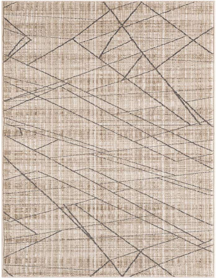 A 6 ft runner rug with a flat pile, featuring a beige and tan base with abstract dark brown lines crisscrossing the surface, ideal for a hallway.