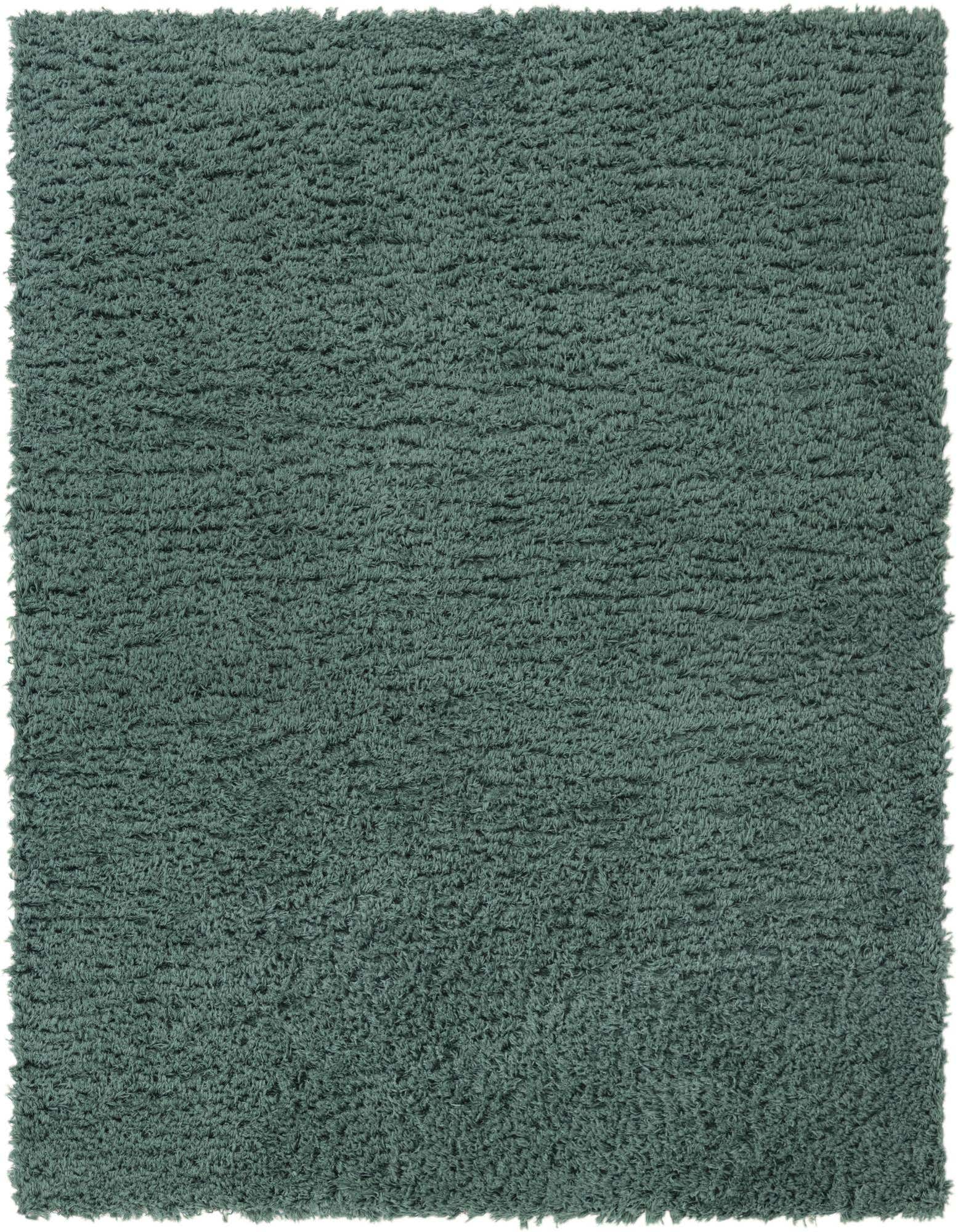 A plush 8x10 rectangular green shag rug, perfect for adding cozy texture to a living room or bedroom.