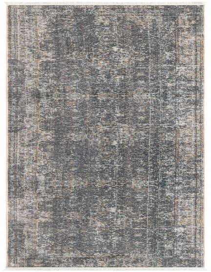 A 12 ft runner rug with an eclectic, vintage-inspired medallion pattern in shades of gray, silver, and subtle gold.