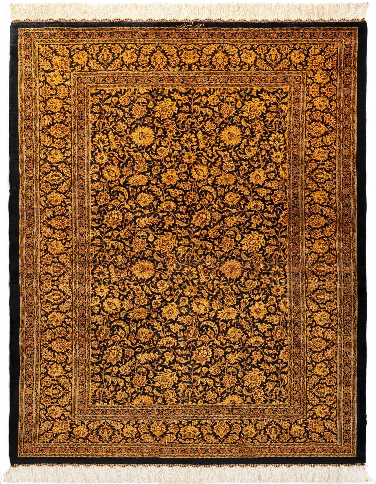 Primary image  4' 2 x 6' 5 Ghom Silk Rug