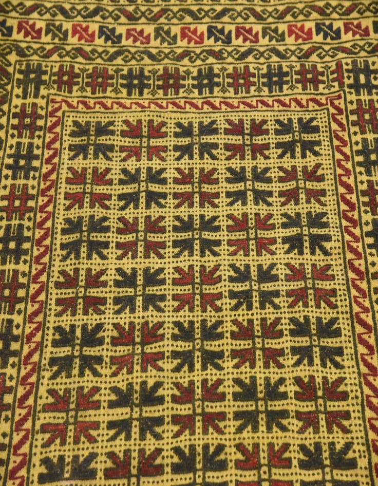 Detail image of  3' 10 x 6'  Hand Woven Kilim Afghan Wool Rug