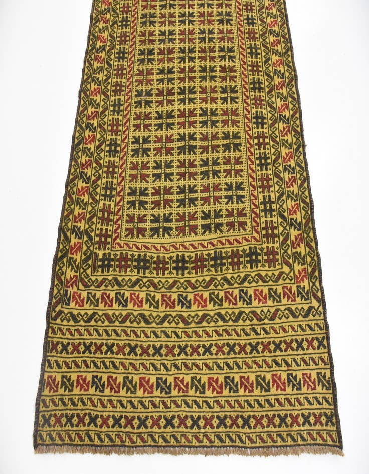 Detail image of  3' 10 x 6'  Hand Woven Kilim Afghan Wool Rug