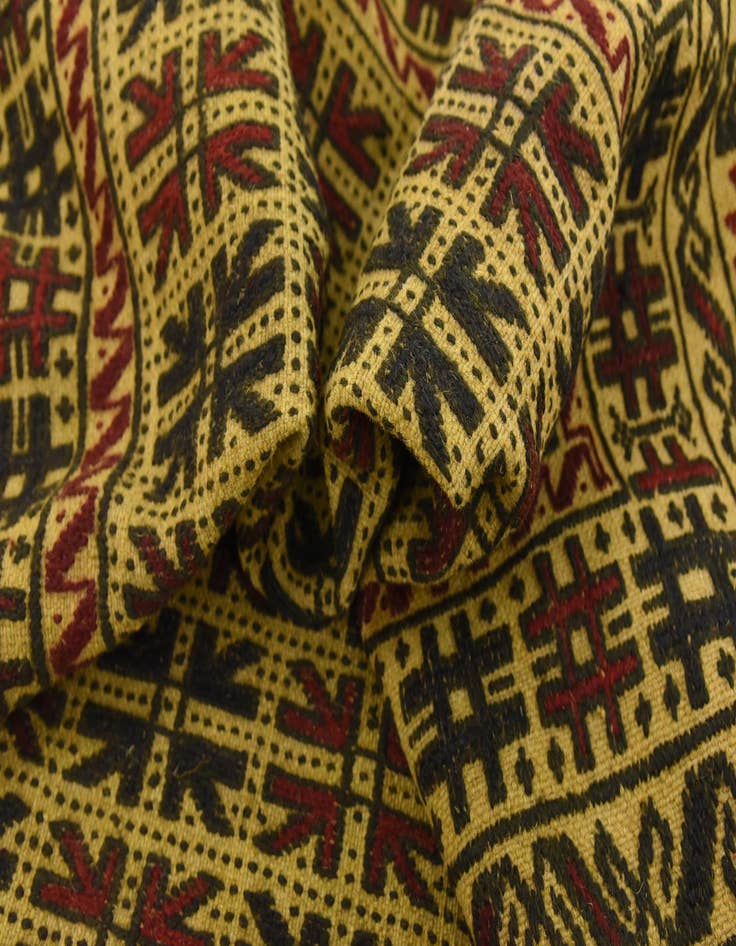 Detail image of  3' 10 x 6'  Hand Woven Kilim Afghan Wool Rug