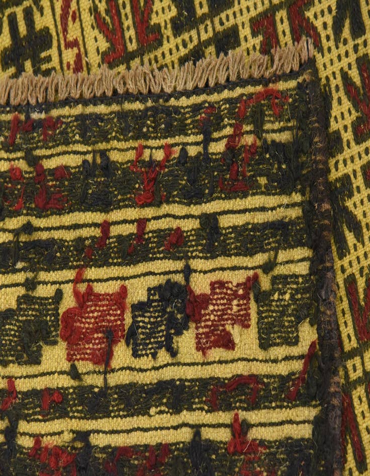 Detail image of  3' 10 x 6'  Hand Woven Kilim Afghan Wool Rug
