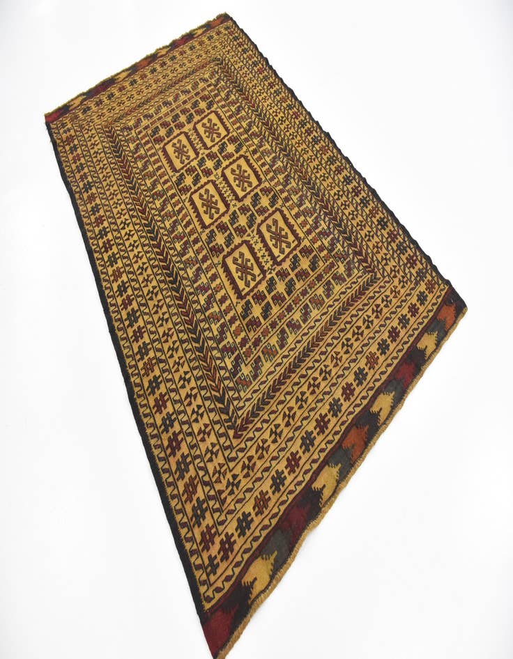 Detail image of  4' 2 x 6' 2  Hand Woven Kilim Afghan Wool Rug