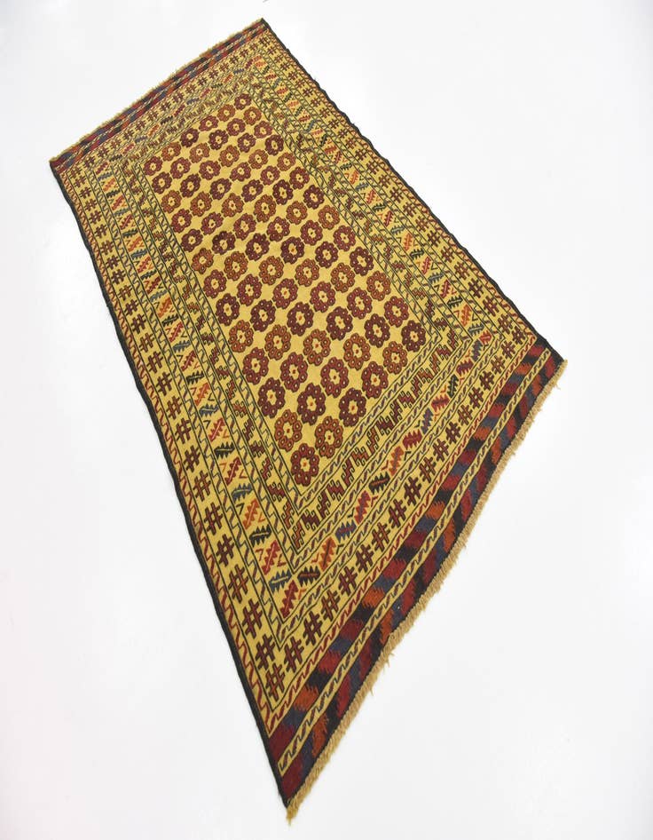 Detail image of  3' 8 x 6'  Hand Woven Kilim Afghan Wool Rug