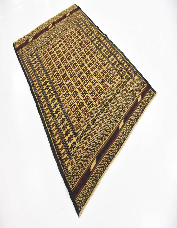 Detail image of  4' 2 x 6'  Hand Woven Kilim Afghan Wool Rug