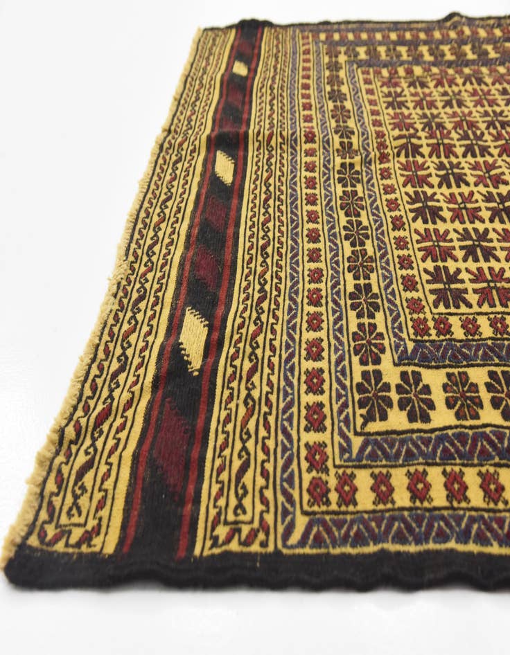 Detail image of  4' 2 x 6'  Hand Woven Kilim Afghan Wool Rug