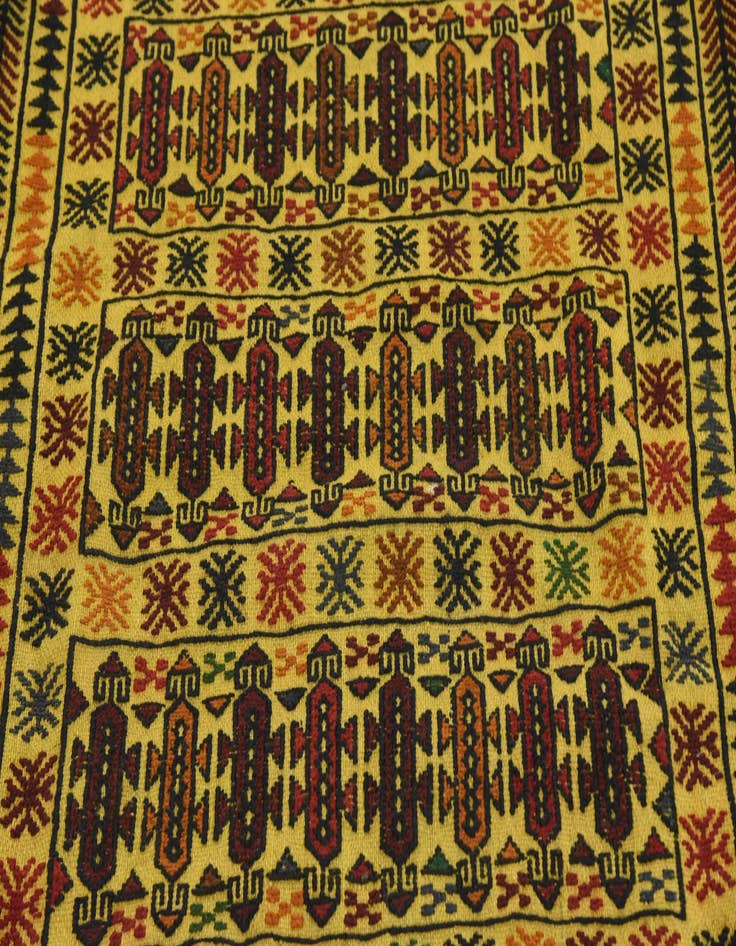 Detail image of  3' 8 x 6'  Hand Woven Kilim Afghan Wool Rug