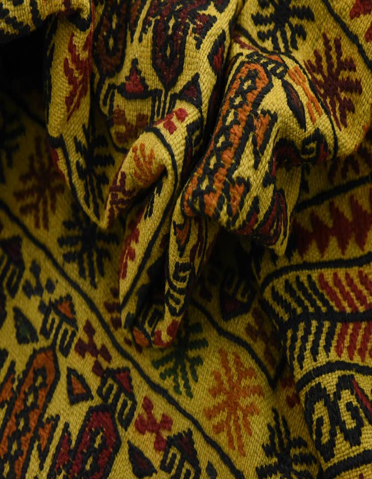 Detail image of  3' 8 x 6'  Hand Woven Kilim Afghan Wool Rug