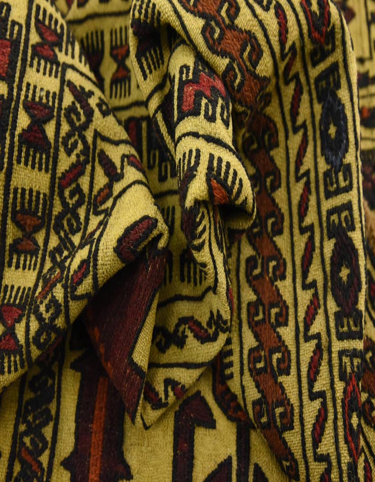 Detail image of  3' 10 x 6'  Hand Woven Kilim Afghan Wool Rug