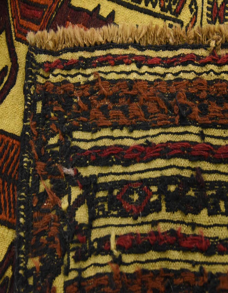 Detail image of  3' 10 x 6'  Hand Woven Kilim Afghan Wool Rug