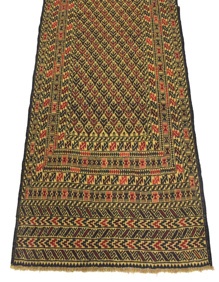 Detail image of 4' 2 x 6' Hand Woven Kilim Afghan Wool Rug