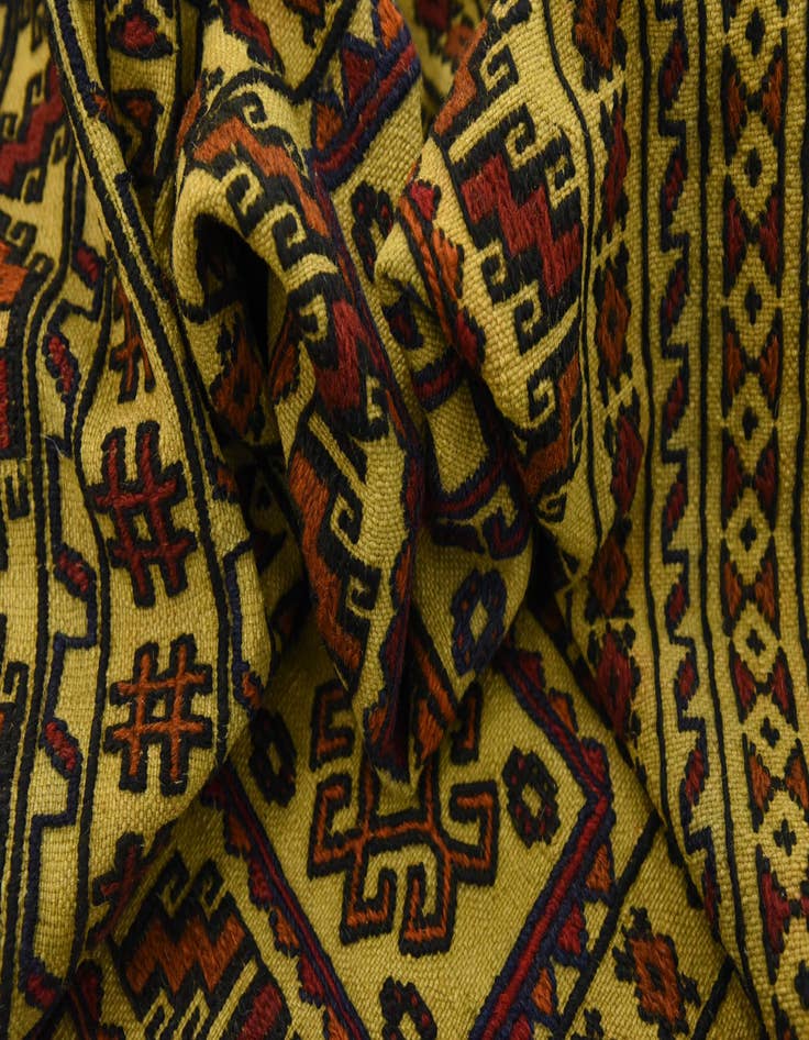 Detail image of  4' 3 x 6' 2  Hand Woven Kilim Afghan Wool Rug