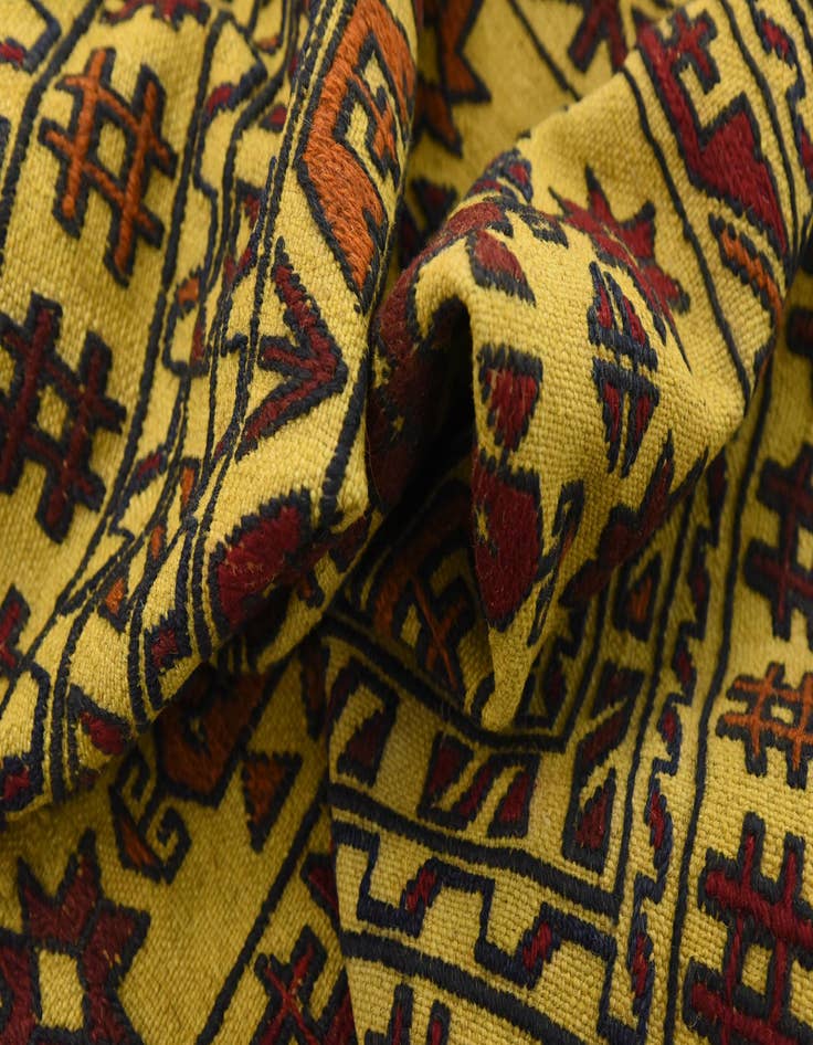 Detail image of  3' 6 x 6' 3  Hand Woven Kilim Afghan Wool Rug