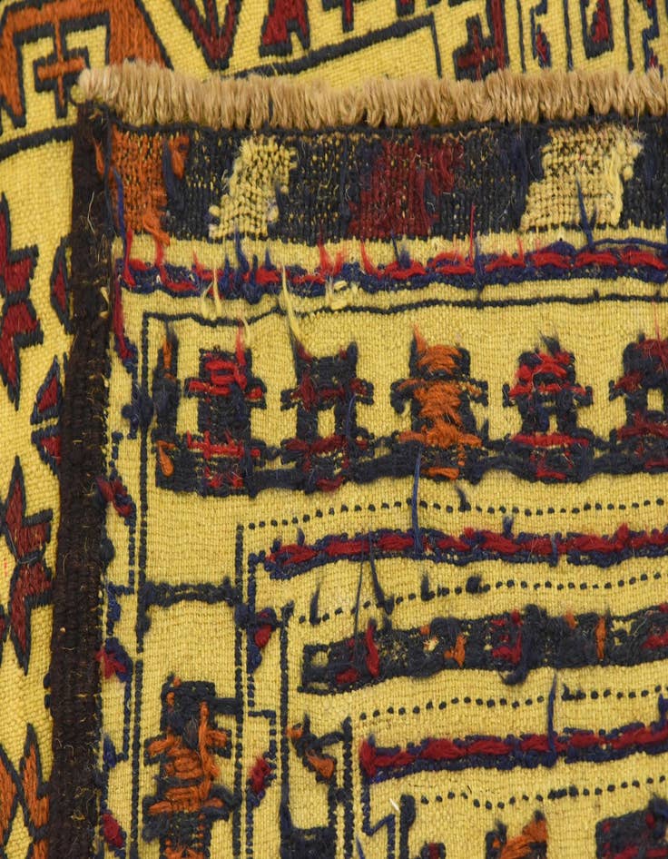 Detail image of  3' 6 x 6' 3  Hand Woven Kilim Afghan Wool Rug