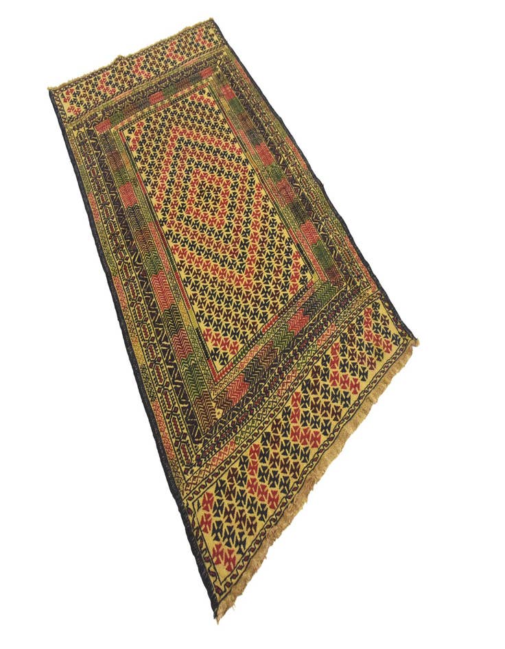 Detail image of  3' 5 x 5' 9  Hand Woven Kilim Afghan Wool Rug