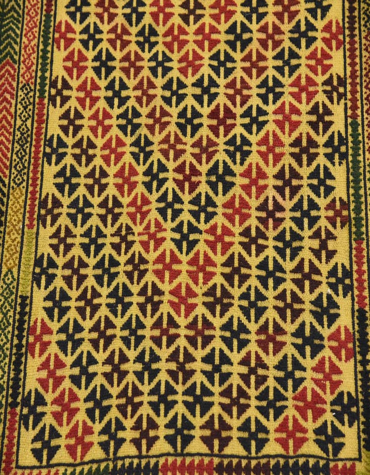 Detail image of  3' 5 x 5' 9  Hand Woven Kilim Afghan Wool Rug