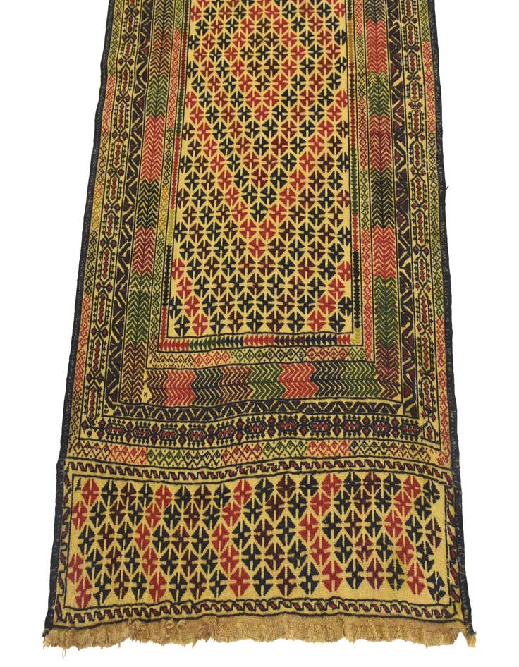 Detail image of  3' 5 x 5' 9  Hand Woven Kilim Afghan Wool Rug