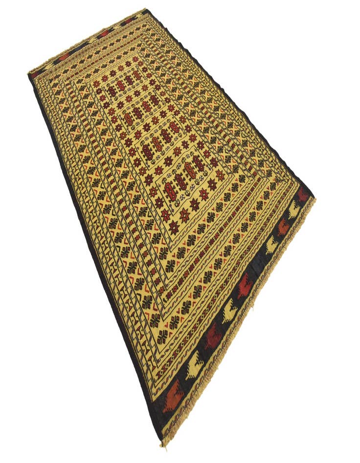 Detail image of  4' x 6' 4  Hand Woven Kilim Afghan Wool Rug