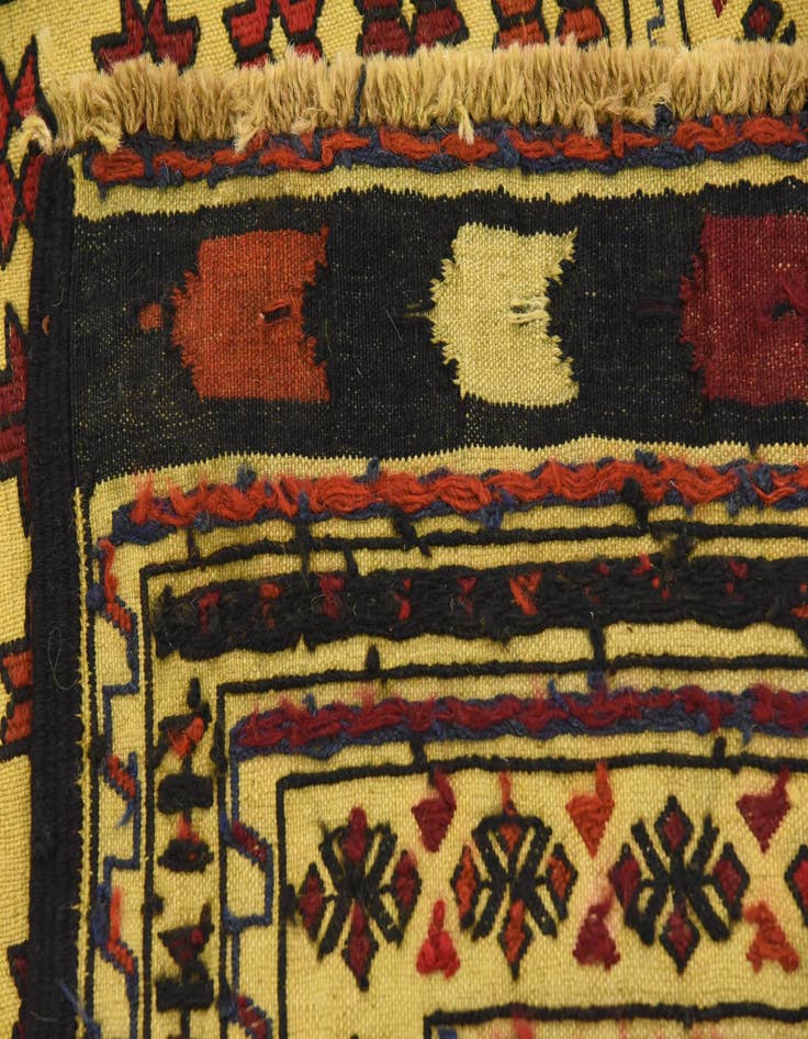 Detail image of  4' x 6' 4  Hand Woven Kilim Afghan Wool Rug