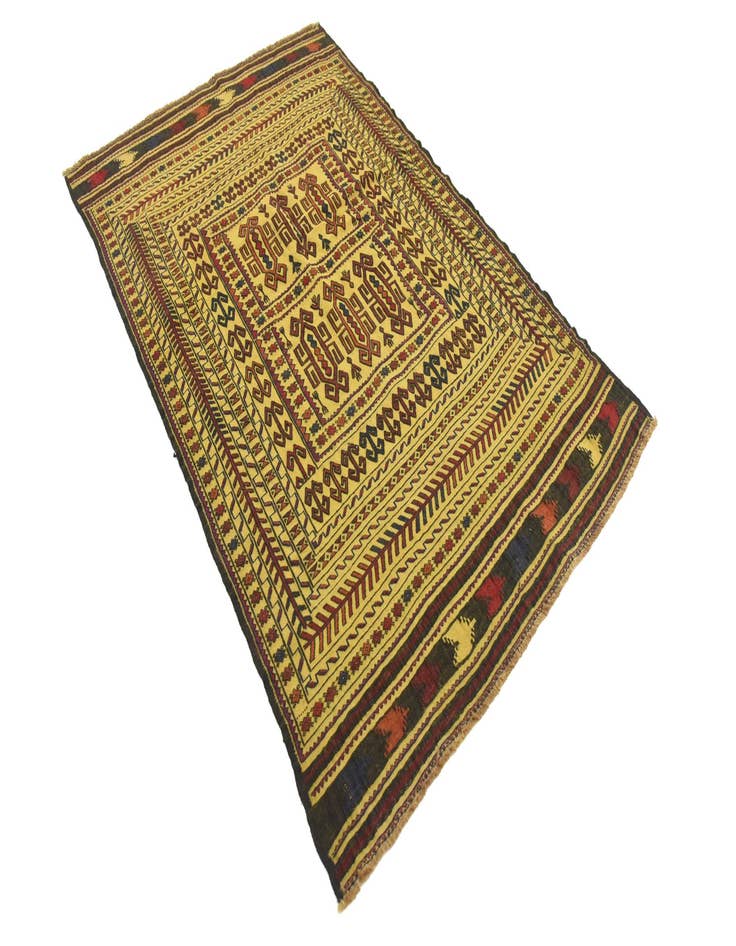 Detail image of  3' 10 x 5' 10  Hand Woven Kilim Afghan Wool Rug