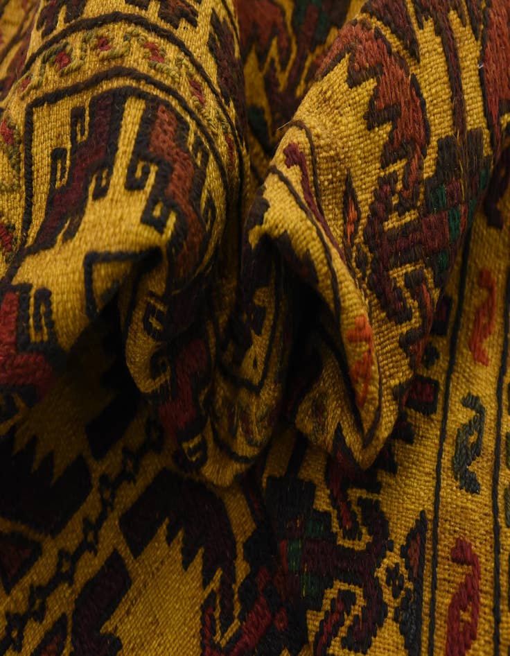 Detail image of  4' 3 x 6' 2  Hand Woven Kilim Afghan Wool Rug