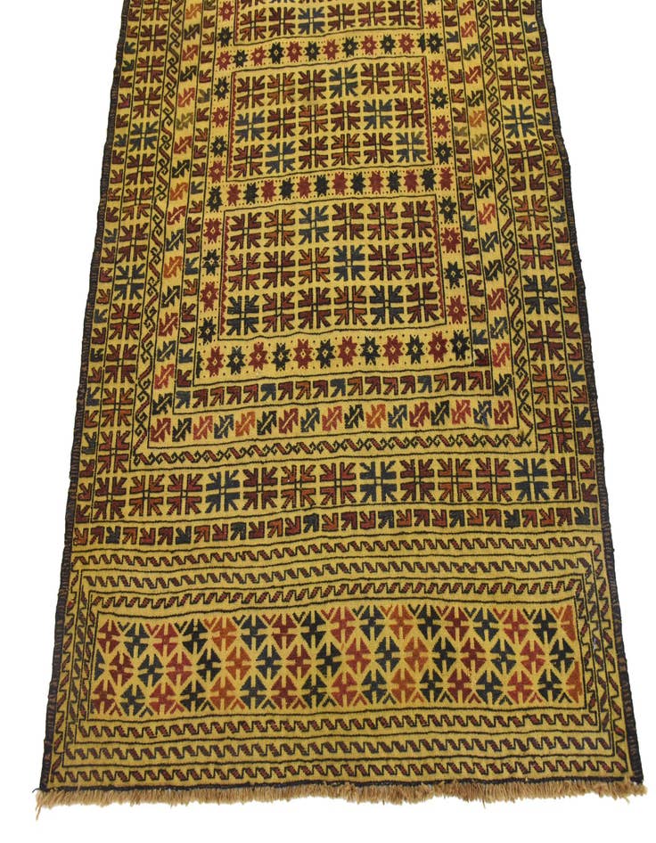 Detail image of  4' x 6' 7  Hand Woven Kilim Afghan Wool Rug