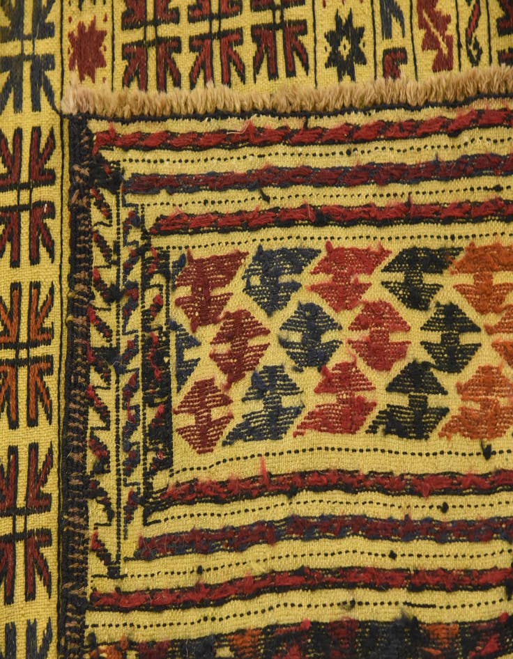 Detail image of  4' x 6' 7  Hand Woven Kilim Afghan Wool Rug