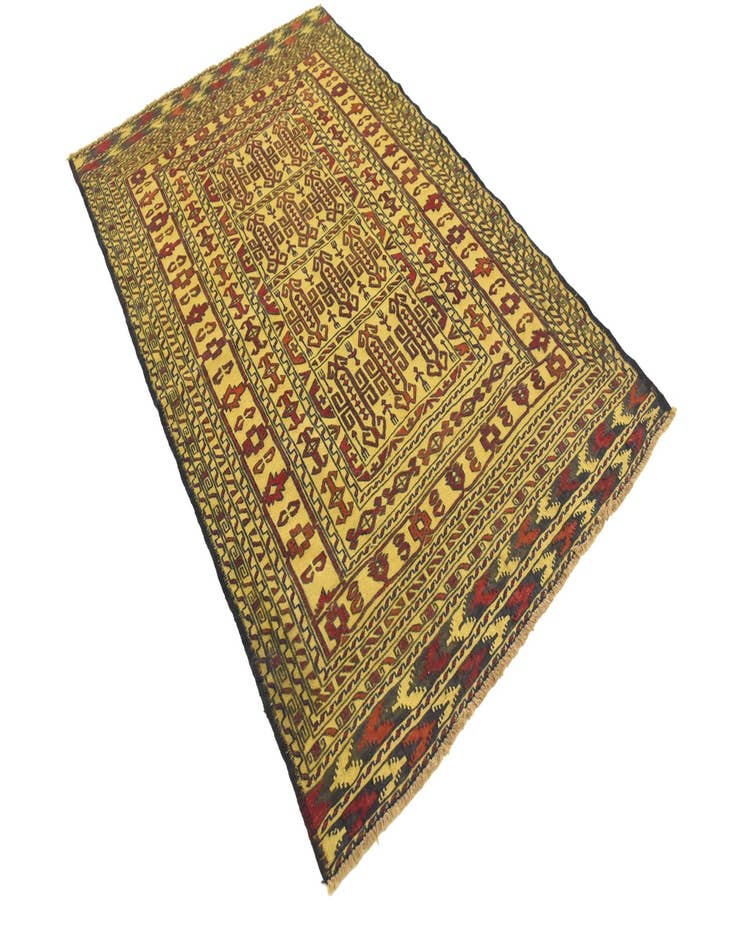 Detail image of  4' x 6' 5  Hand Woven Kilim Afghan Wool Rug