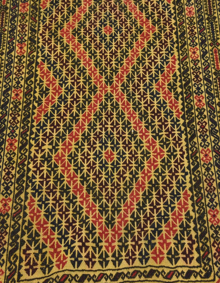 Detail image of  4' 3 x 6'  Hand Woven Kilim Afghan Wool Rug