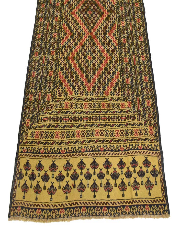 Detail image of  4' 3 x 6'  Hand Woven Kilim Afghan Wool Rug