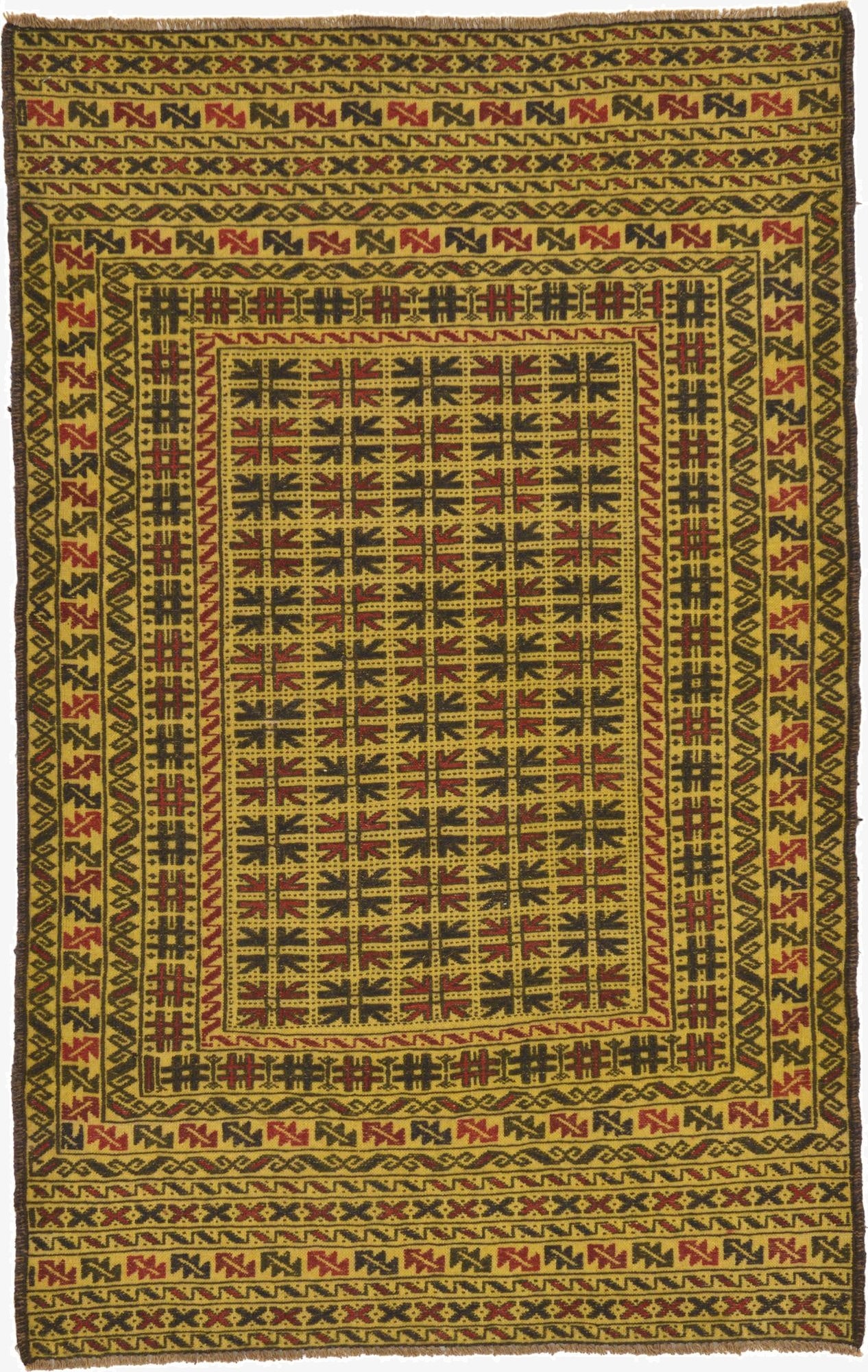  3' 10 x 6'  Hand Woven Kilim Afghan Wool Rug