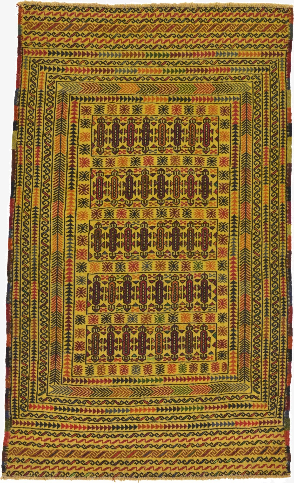  3' 8 x 6'  Hand Woven Kilim Afghan Wool Rug