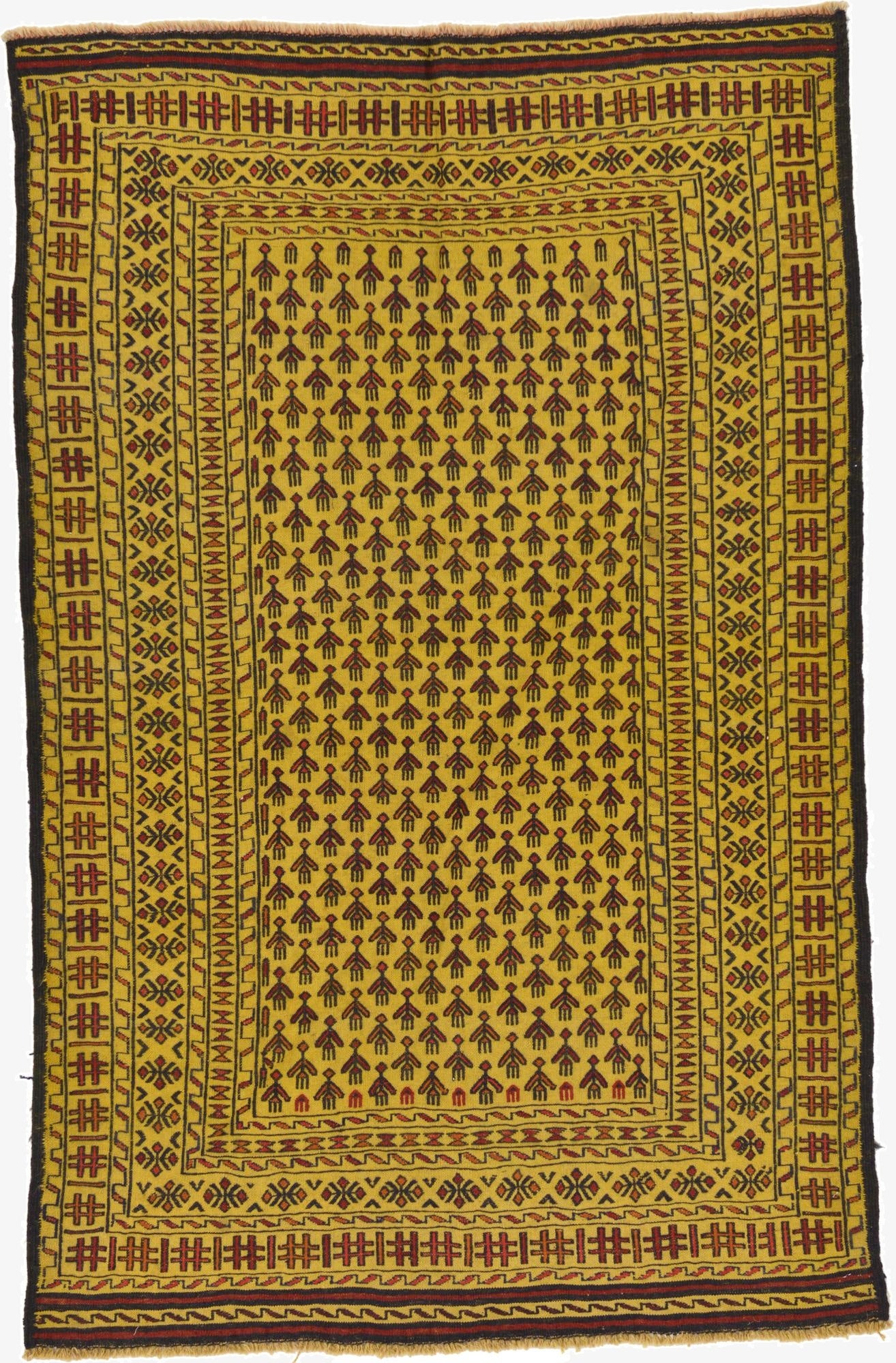  4' x 6' 2  Hand Woven Kilim Afghan Wool Rug