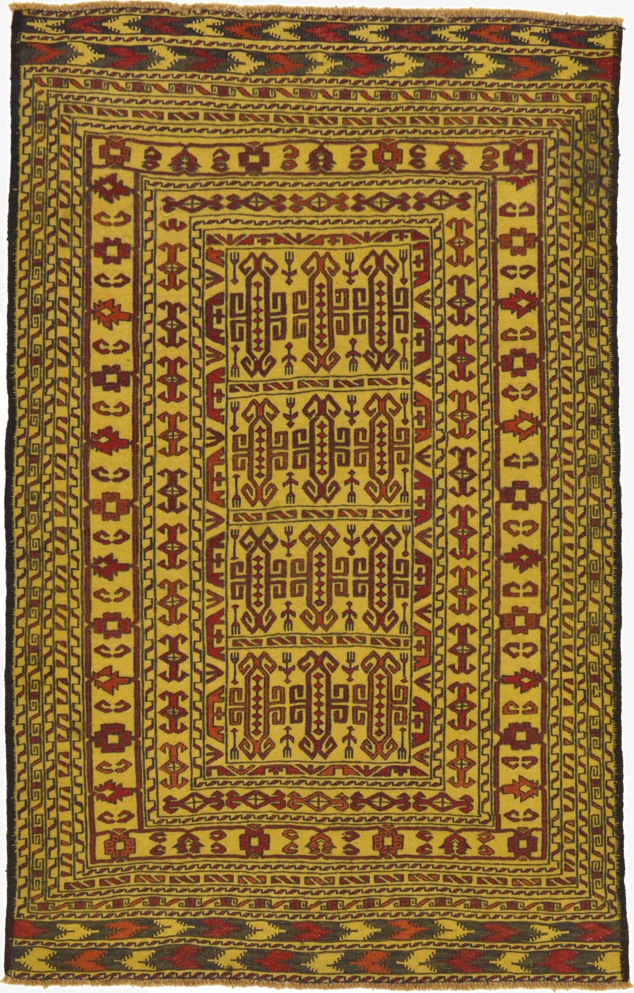  4' x 6' 5  Hand Woven Kilim Afghan Wool Rug