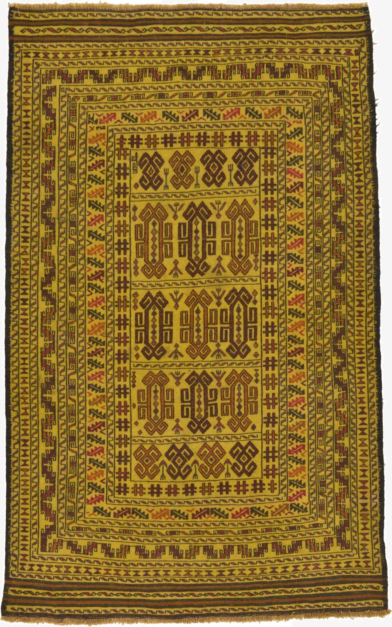  4' x 6' 4  Hand Woven Kilim Afghan Wool Rug
