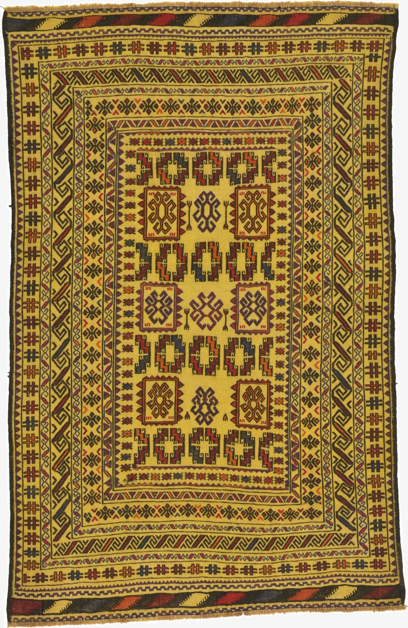  3' 10 x 6'  Hand Woven Kilim Afghan Wool Rug