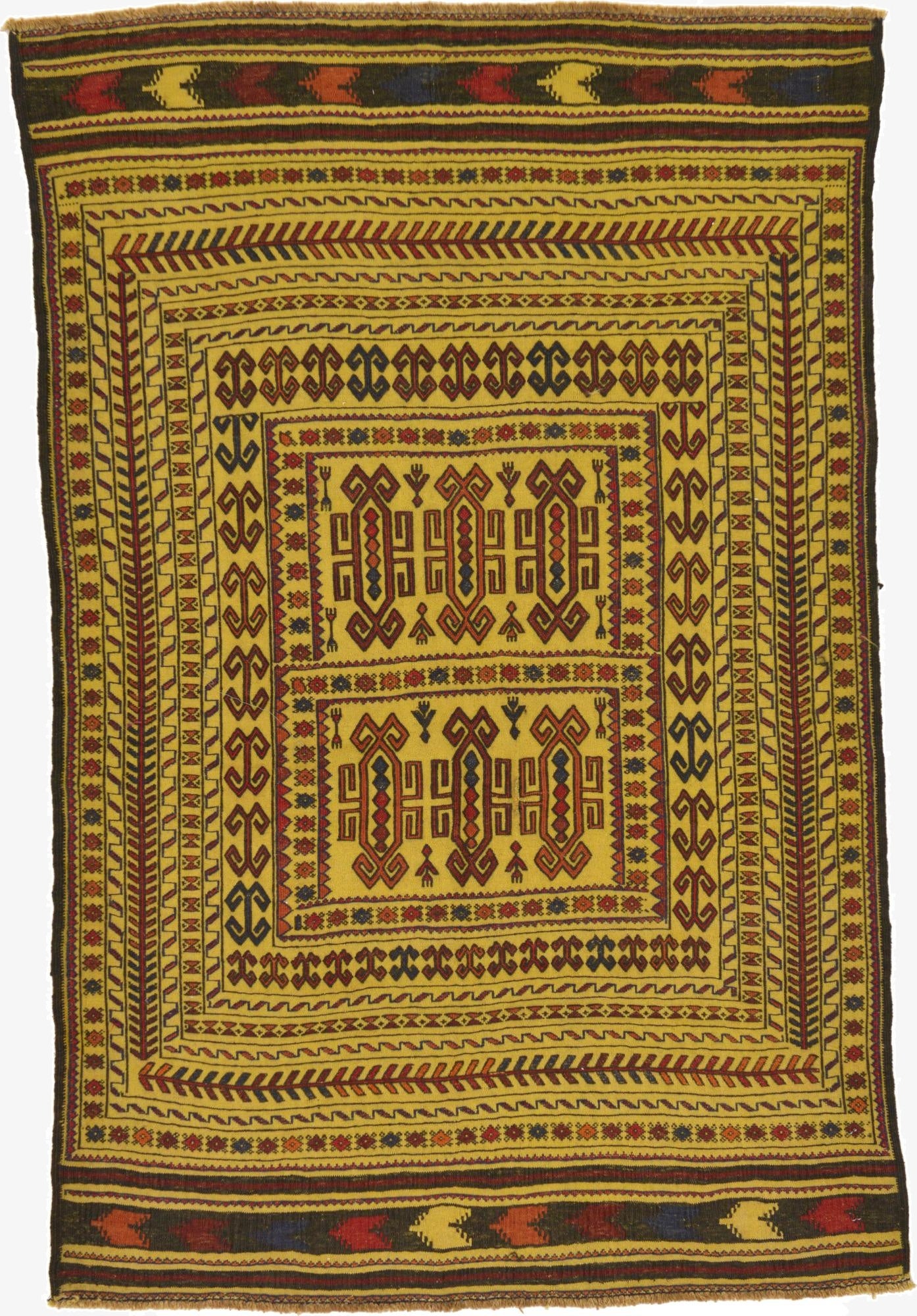  3' 10 x 5' 10  Hand Woven Kilim Afghan Wool Rug