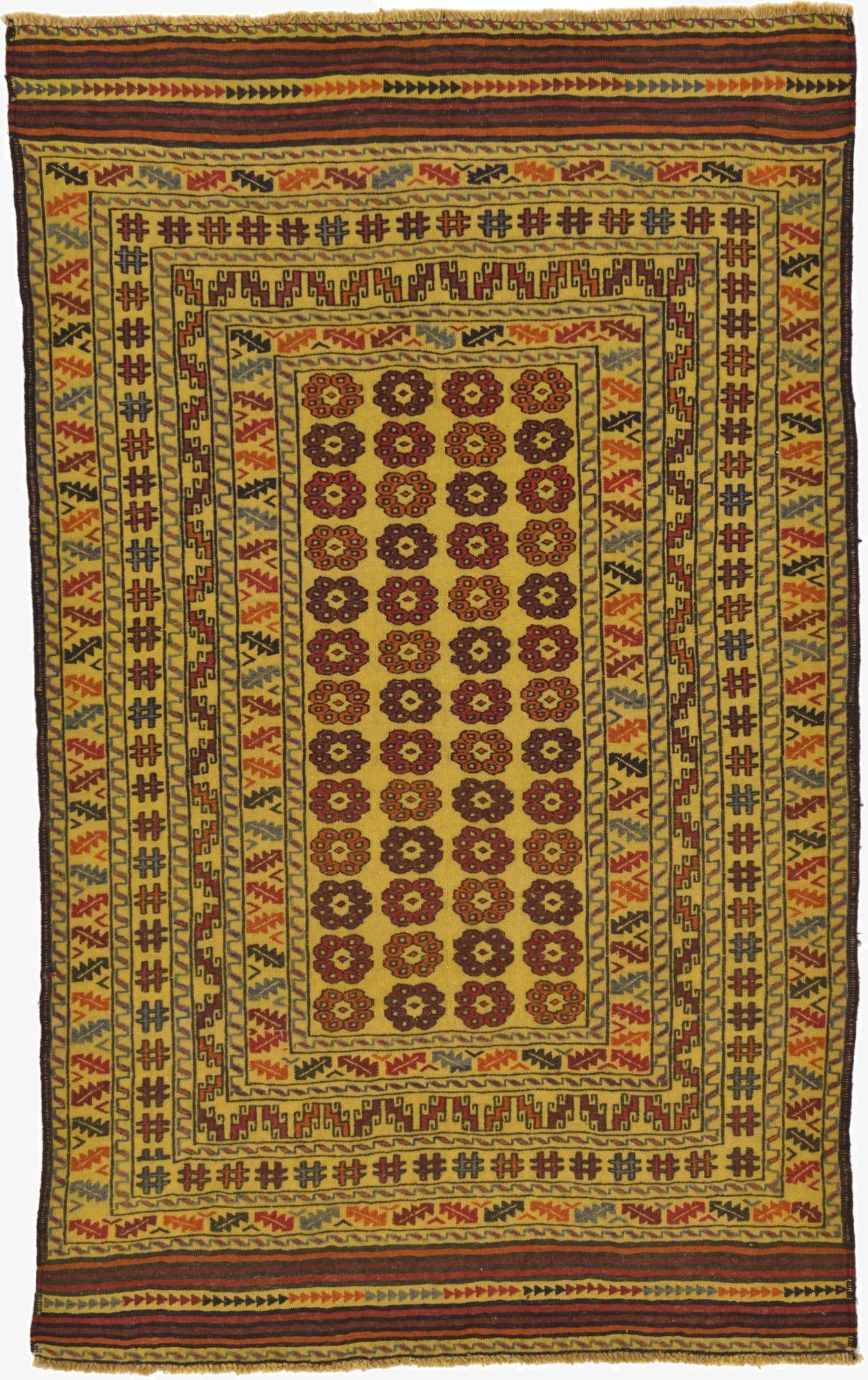  3' 10 x 6' 4  Hand Woven Kilim Afghan Wool Rug