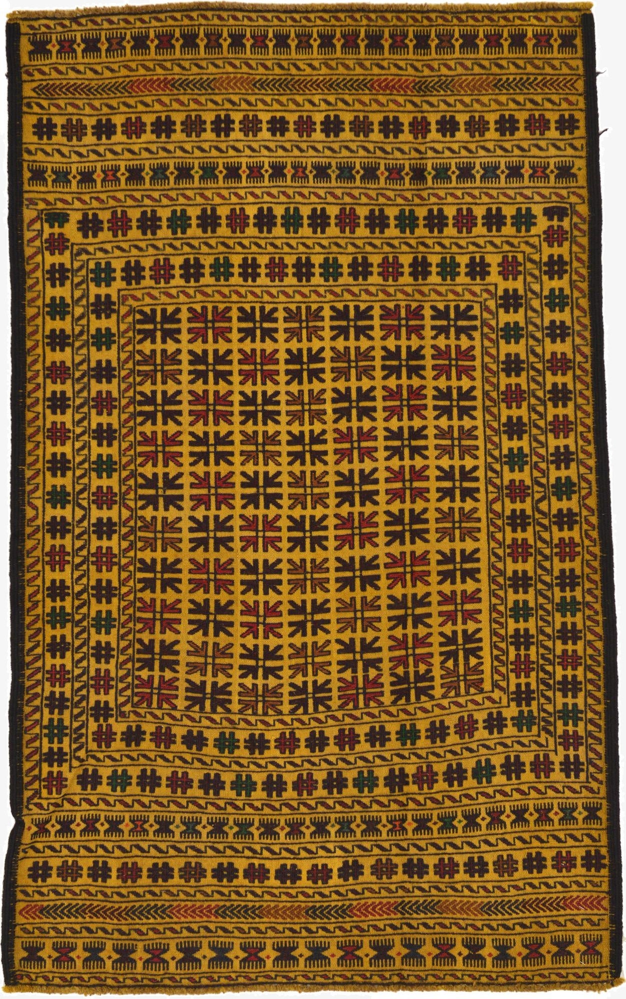  3' 10 x 6' 2  Hand Woven Kilim Afghan Wool Rug