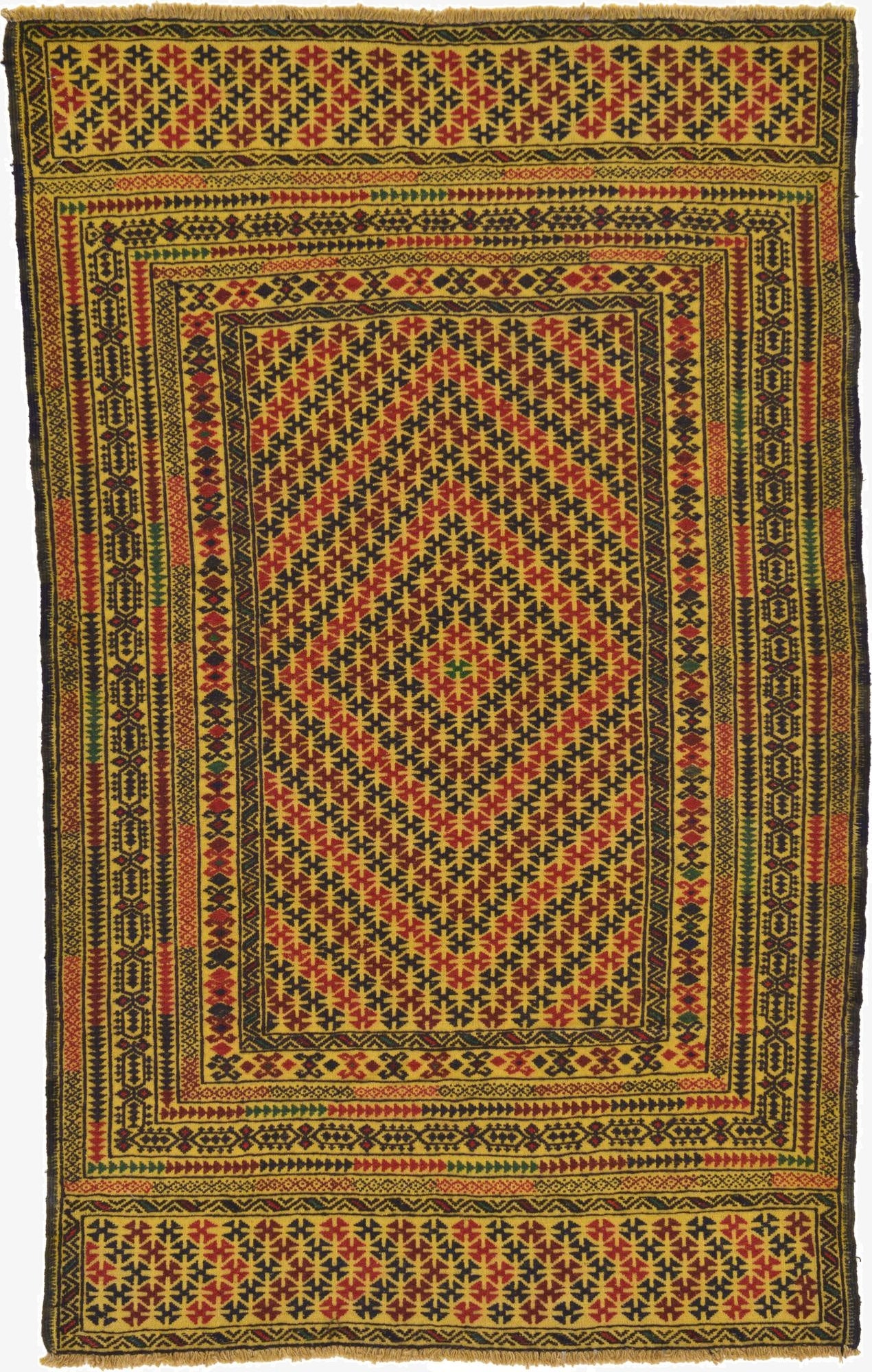  3' 10 x 6' 2  Hand Woven Kilim Afghan Wool Rug