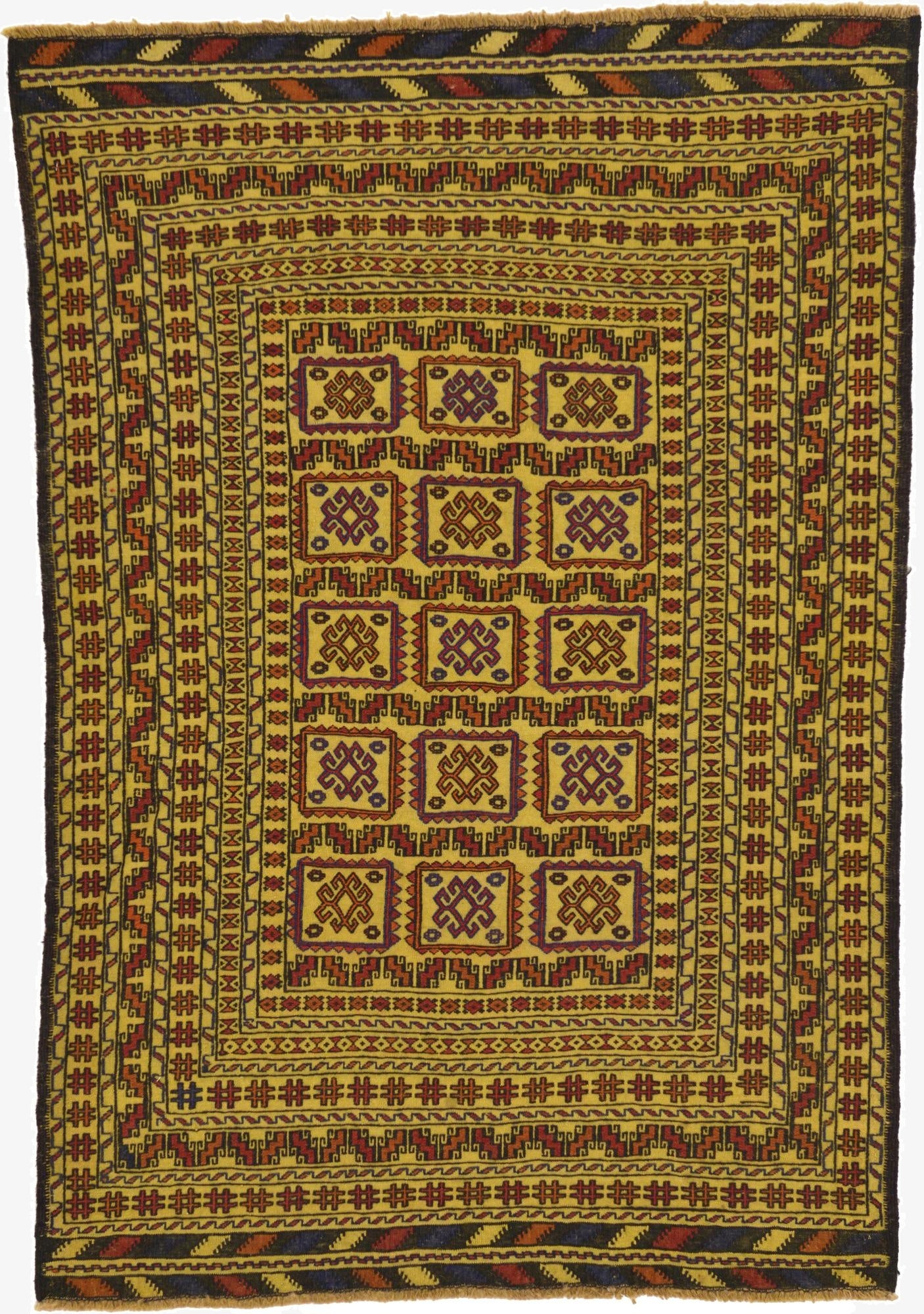  4' 3 x 6' 2  Hand Woven Kilim Afghan Wool Rug