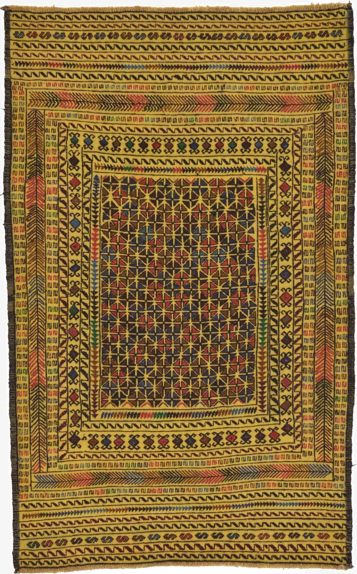  3' 10 x 6' 2  Hand Woven Kilim Afghan Wool Rug