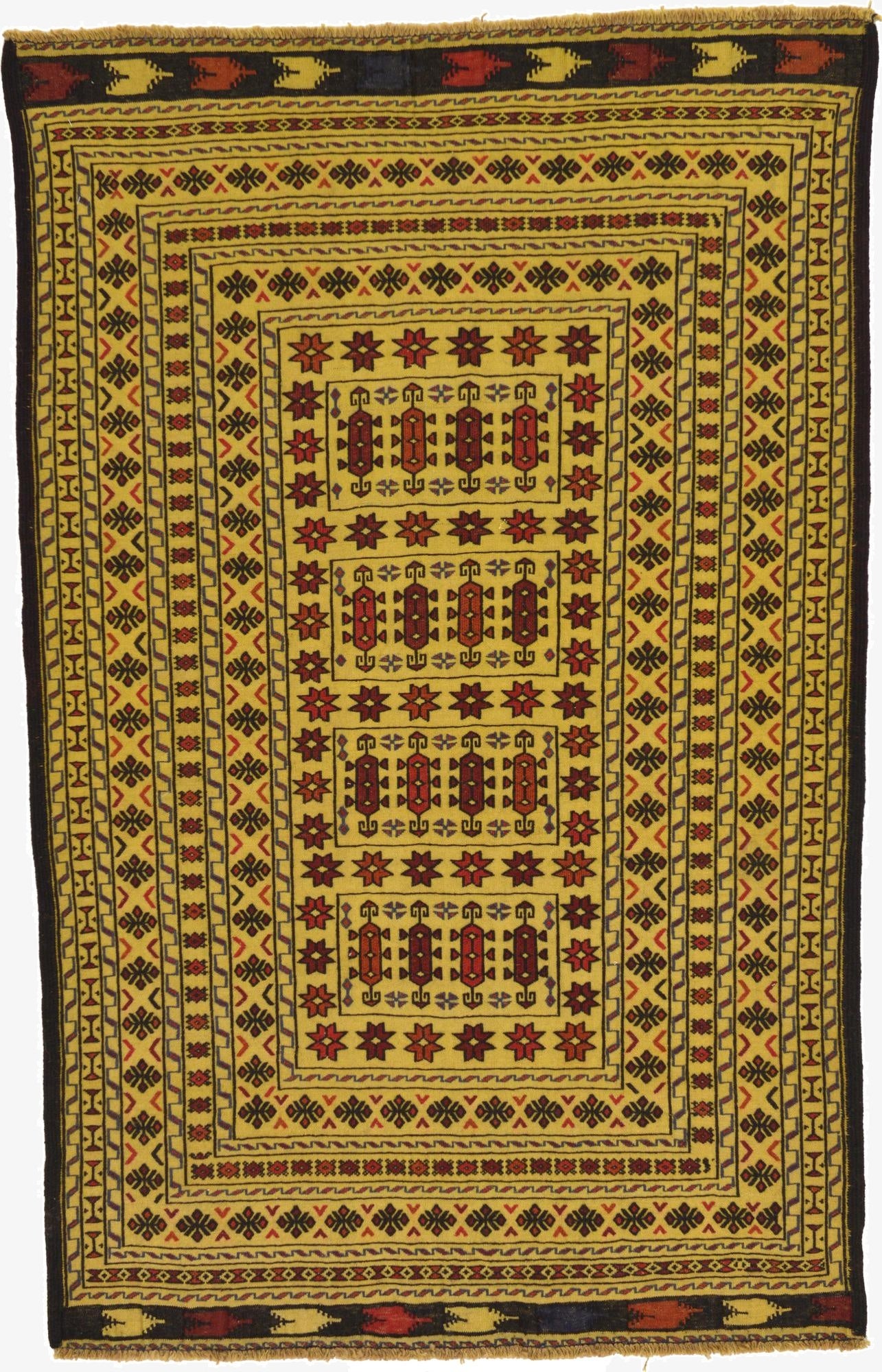  4' x 6' 4  Hand Woven Kilim Afghan Wool Rug