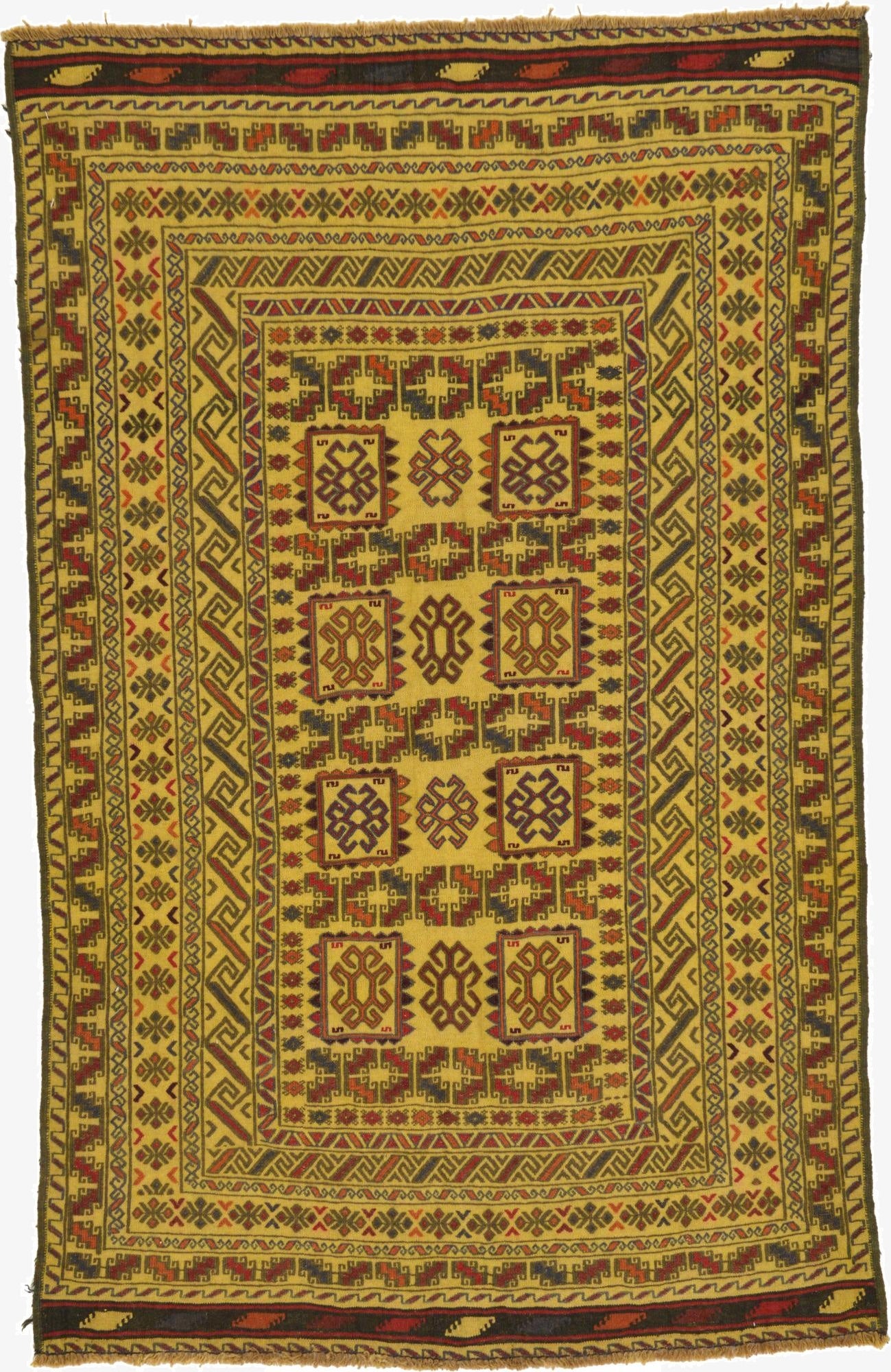  3' 9 x 6'  Hand Woven Kilim Afghan Wool Rug