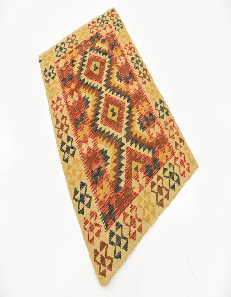 Detail image of  3' 3 x 4' 9  Hand Woven Kilim Maymana Wool Rug