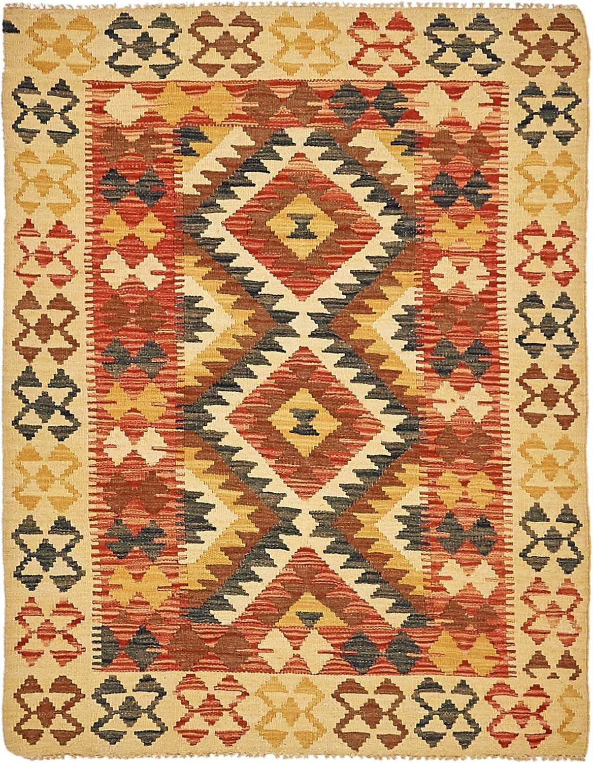 Primary image  3' 3 x 4' 9  Hand Woven Kilim Maymana Wool Rug