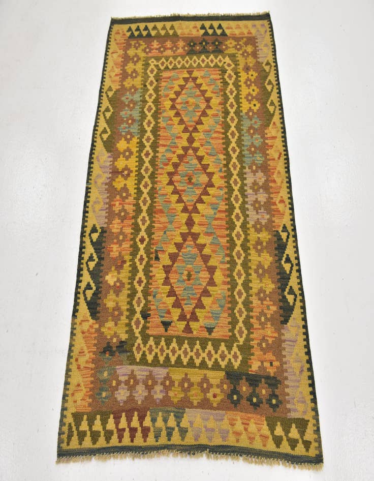 Detail image of  3' 5 x 4' 7  Hand Woven Kilim Maymana Wool Rug