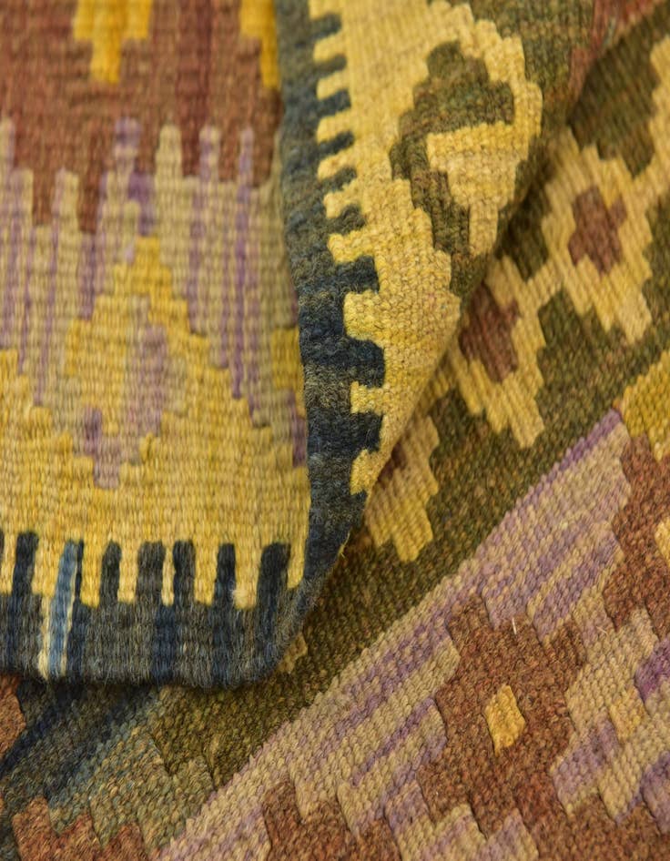 Detail image of  3' 5 x 4' 7  Hand Woven Kilim Maymana Wool Rug